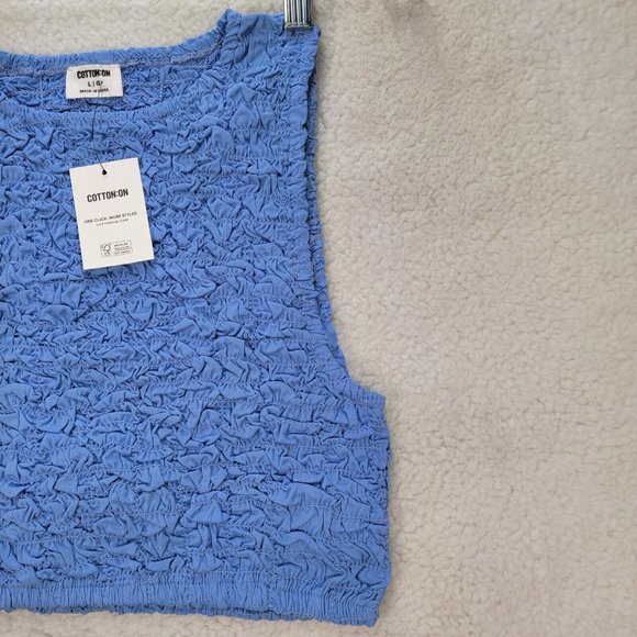 NWT Cotton On Blue Stretch Scrunchie Y2K Style Sleeveless Sexy Crop Top - Picture 5 of 12